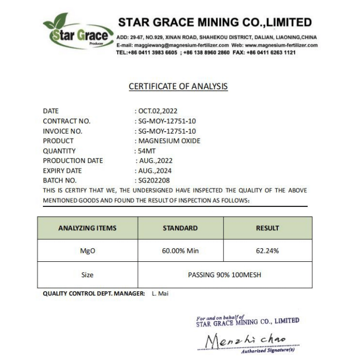 Magnesium Oxide Fert Grade